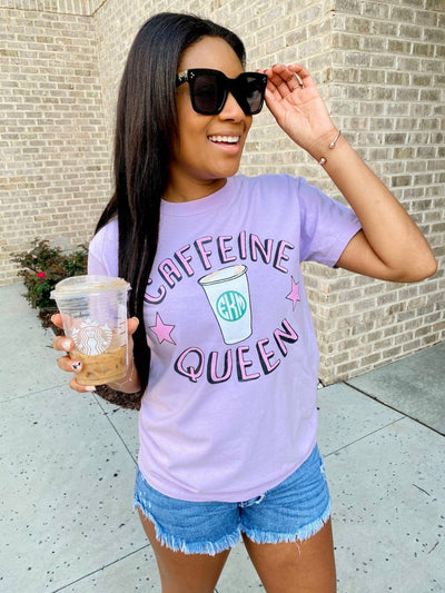 Monogrammed 'Caffeine Queen' T-Shirt - United Monograms