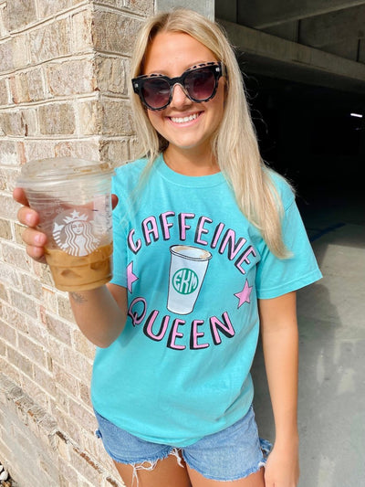 Monogrammed 'Caffeine Queen' T-Shirt - United Monograms