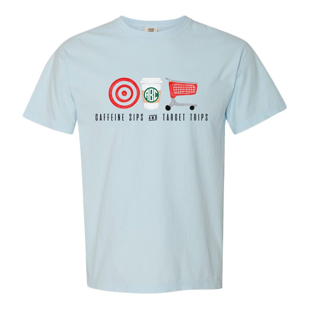 Monogrammed 'Caffeine Sips & Target Trips' T-Shirt - United Monograms