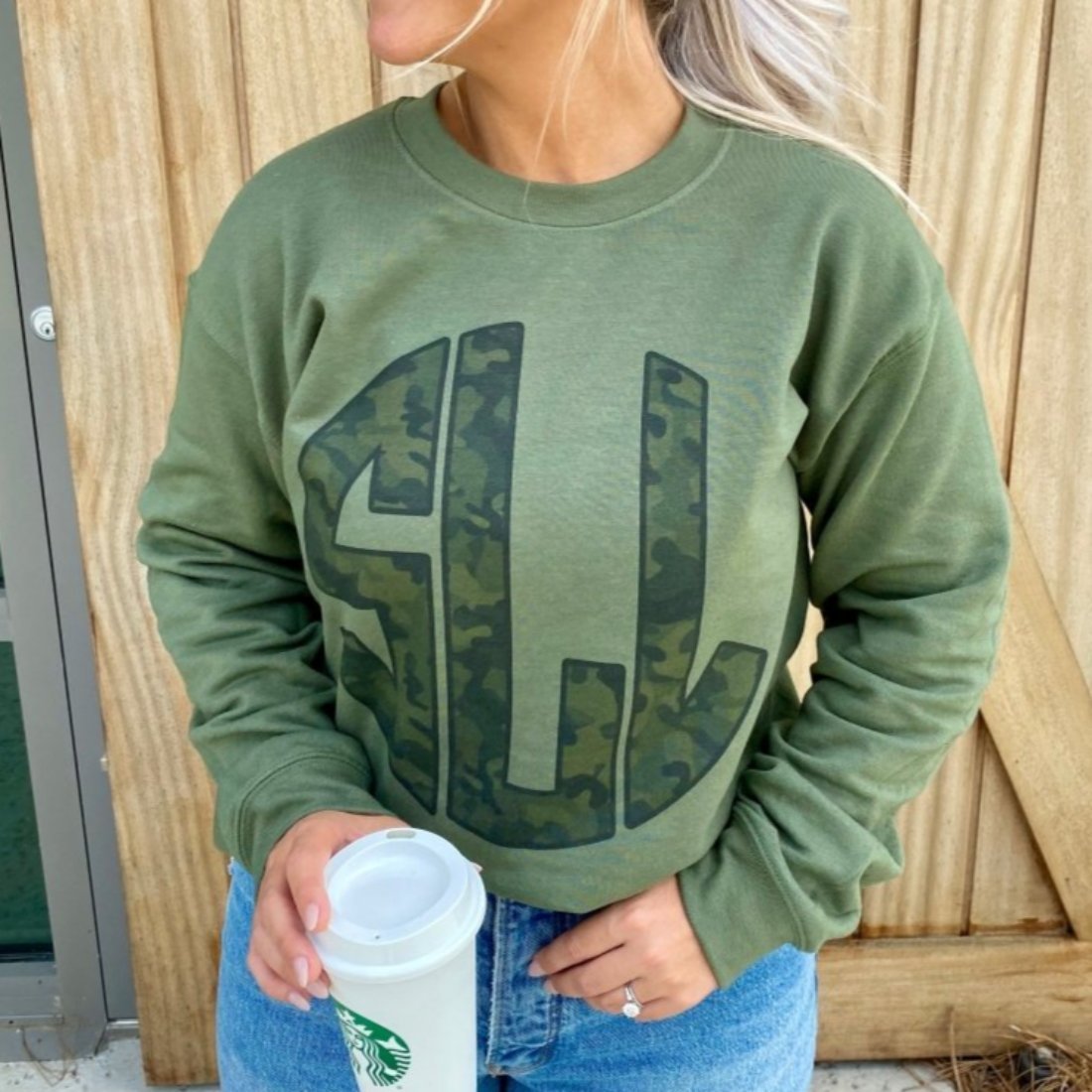 Monogrammed 'Camo' Big Print Crewneck Sweatshirt - United Monograms