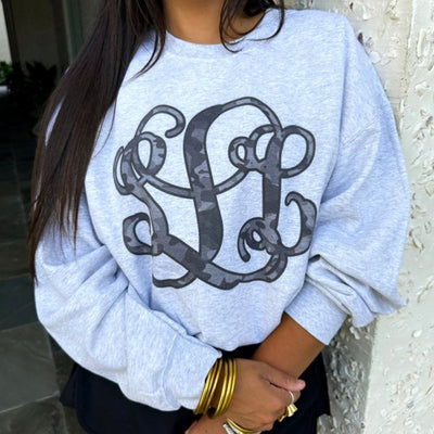 Monogrammed 'Camo' Big Print Crewneck Sweatshirt - United Monograms