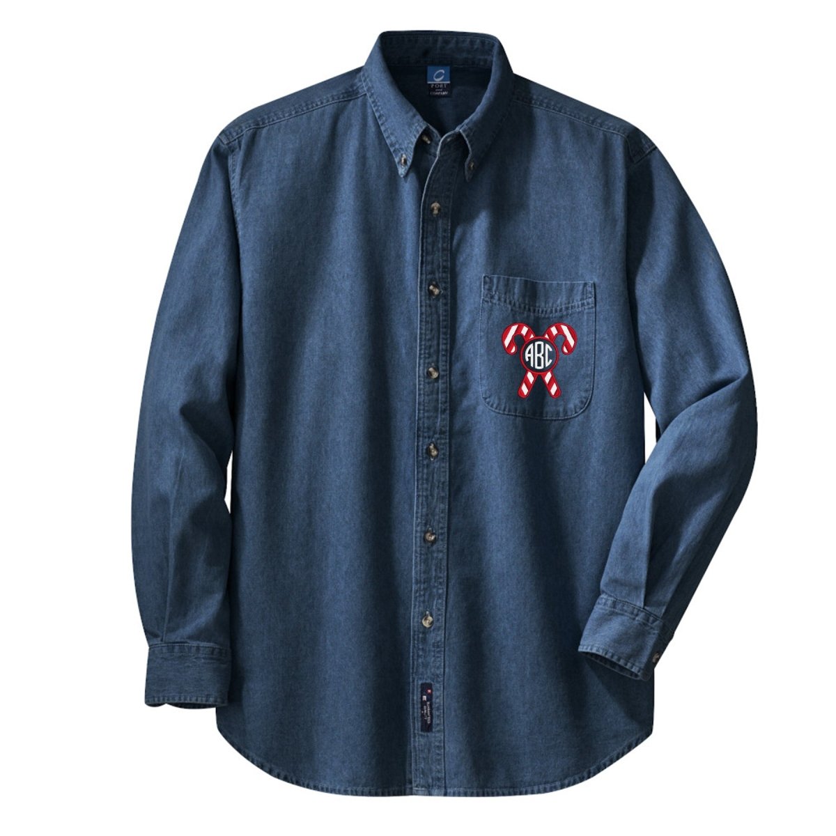 Monogrammed 'Candy Cane' Oversized Denim Shirt - United Monograms