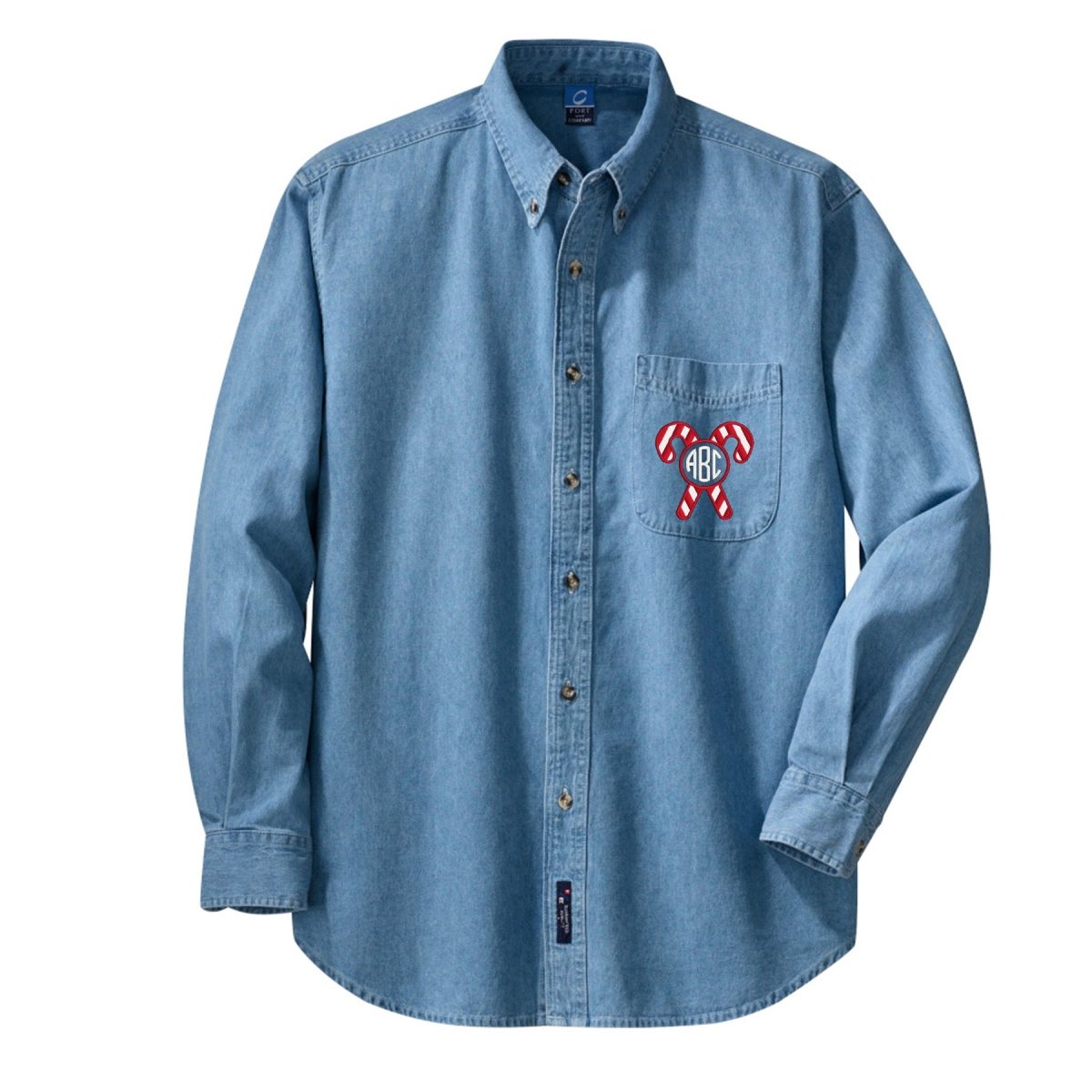 Monogrammed 'Candy Cane' Oversized Denim Shirt - United Monograms