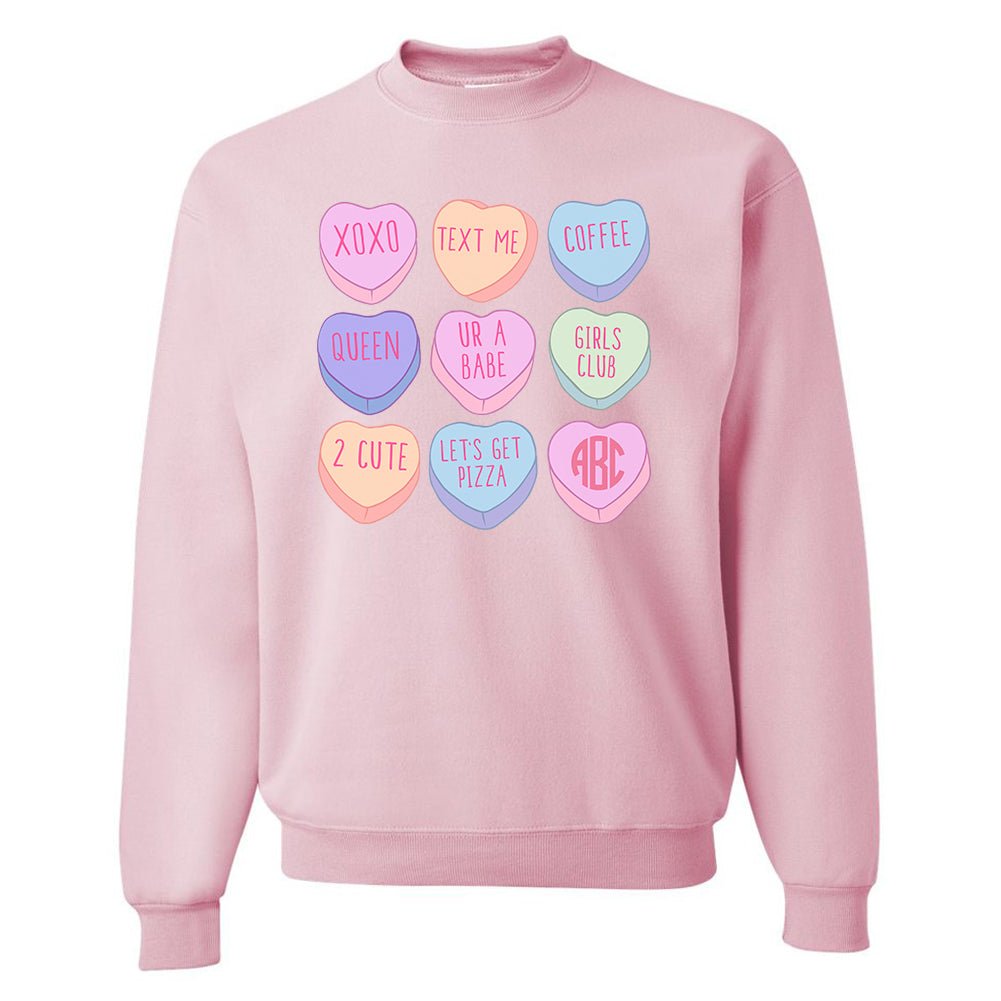 Monogrammed 'Candy Hearts' Crewneck Sweatshirt - United Monograms