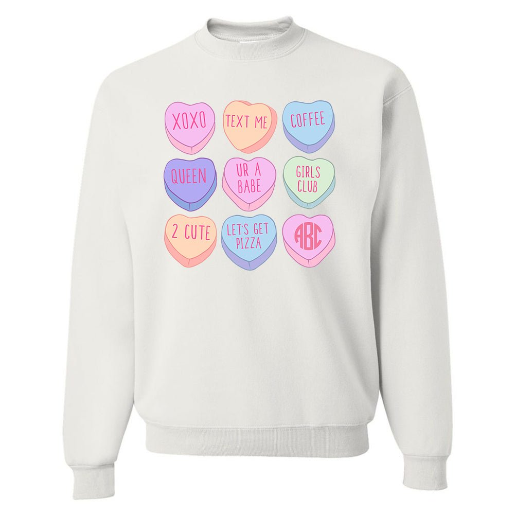 Monogrammed 'Candy Hearts' Crewneck Sweatshirt - United Monograms