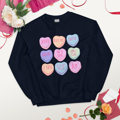 Monogrammed 'Candy Hearts' Crewneck Sweatshirt - United Monograms