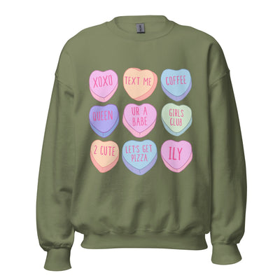 Monogrammed 'Candy Hearts' Crewneck Sweatshirt - United Monograms