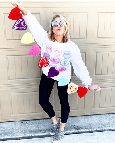 Monogrammed 'Candy Hearts' Crewneck Sweatshirt - United Monograms