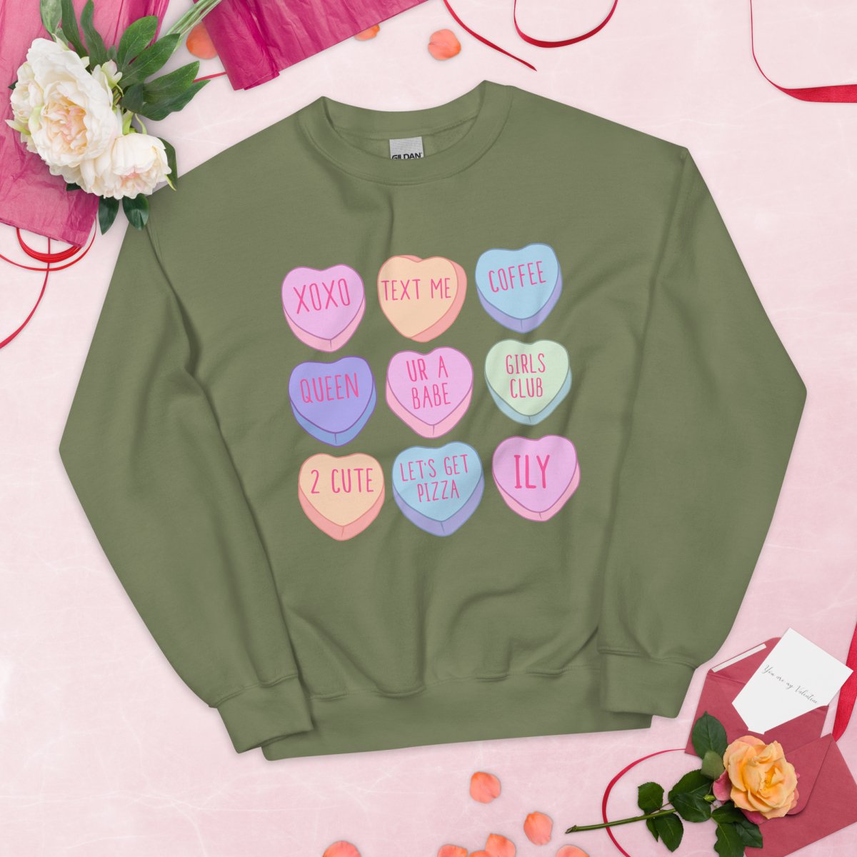 Monogrammed 'Candy Hearts' Crewneck Sweatshirt - United Monograms