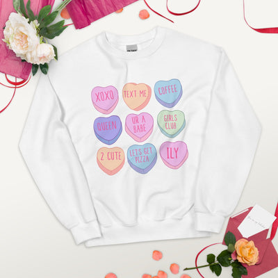 Monogrammed 'Candy Hearts' Crewneck Sweatshirt - United Monograms