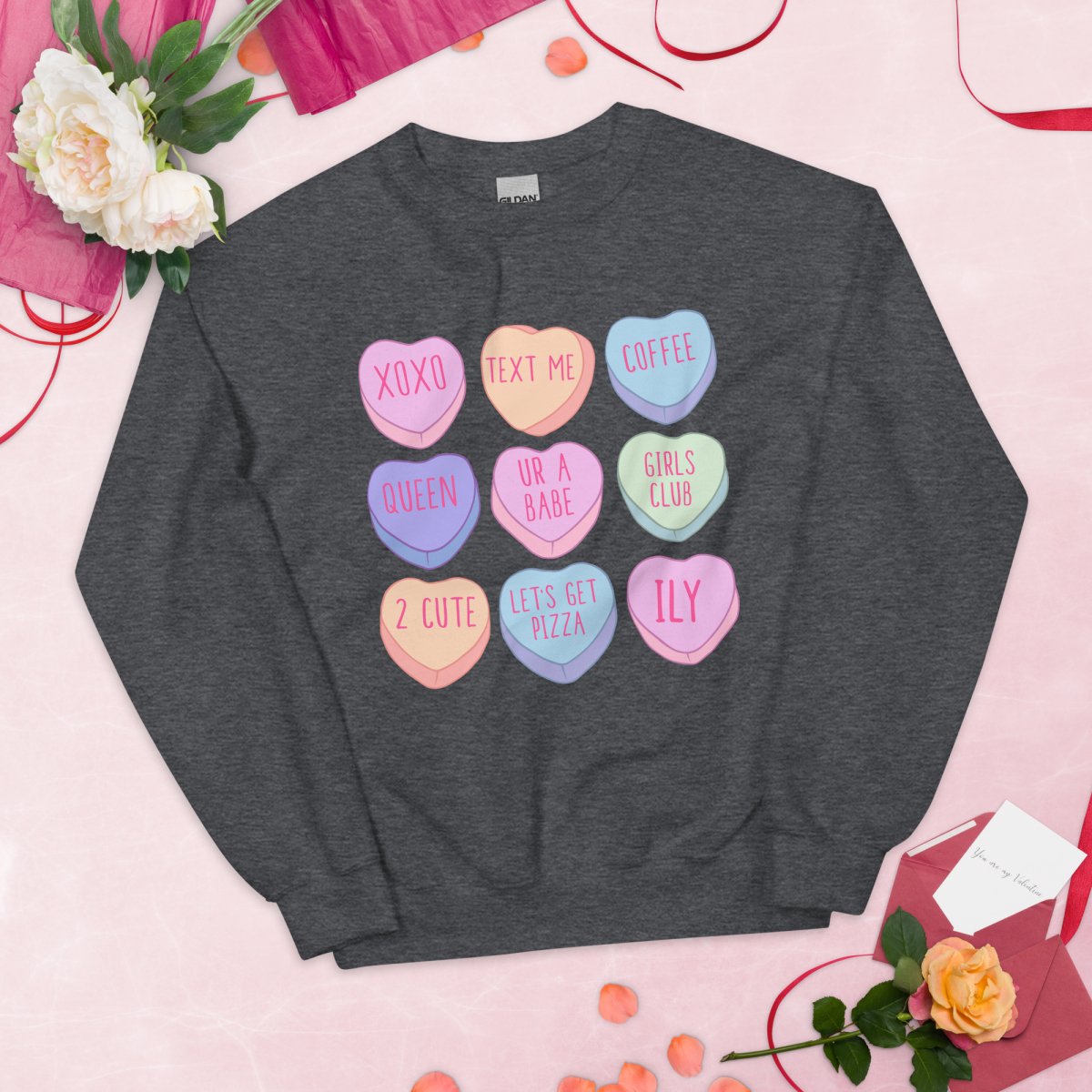 Monogrammed 'Candy Hearts' Crewneck Sweatshirt - United Monograms