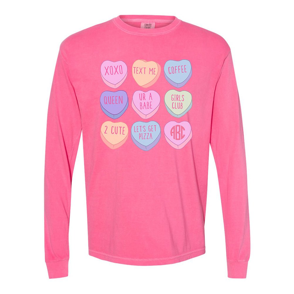 Monogrammed 'Candy Hearts' Long Sleeve T-Shirt - United Monograms