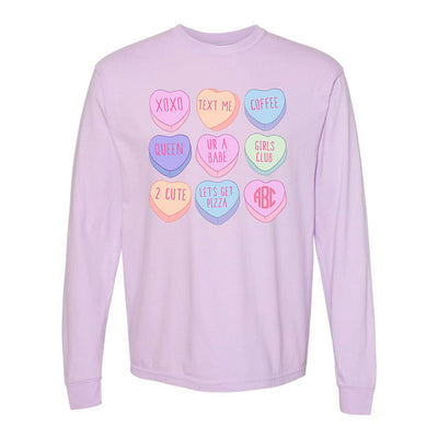 Monogrammed 'Candy Hearts' Long Sleeve T-Shirt - United Monograms