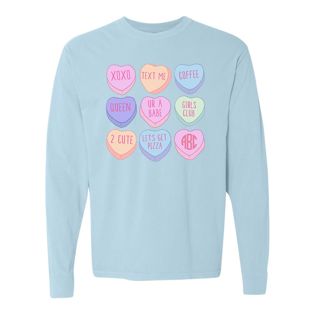 Monogrammed 'Candy Hearts' Long Sleeve T-Shirt - United Monograms