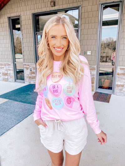 Monogrammed 'Candy Hearts' Long Sleeve T-Shirt - United Monograms