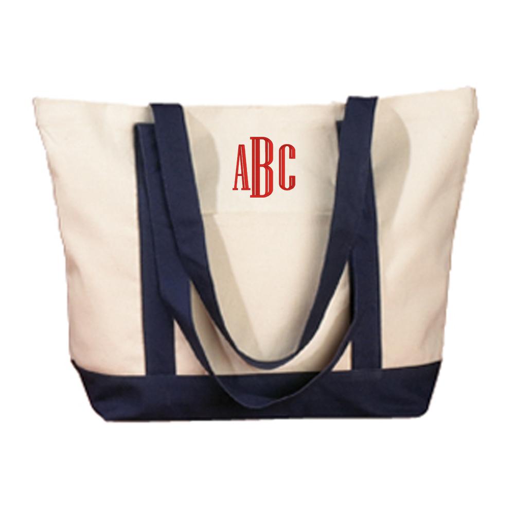 Monogrammed Canvas Boat Tote - United Monograms