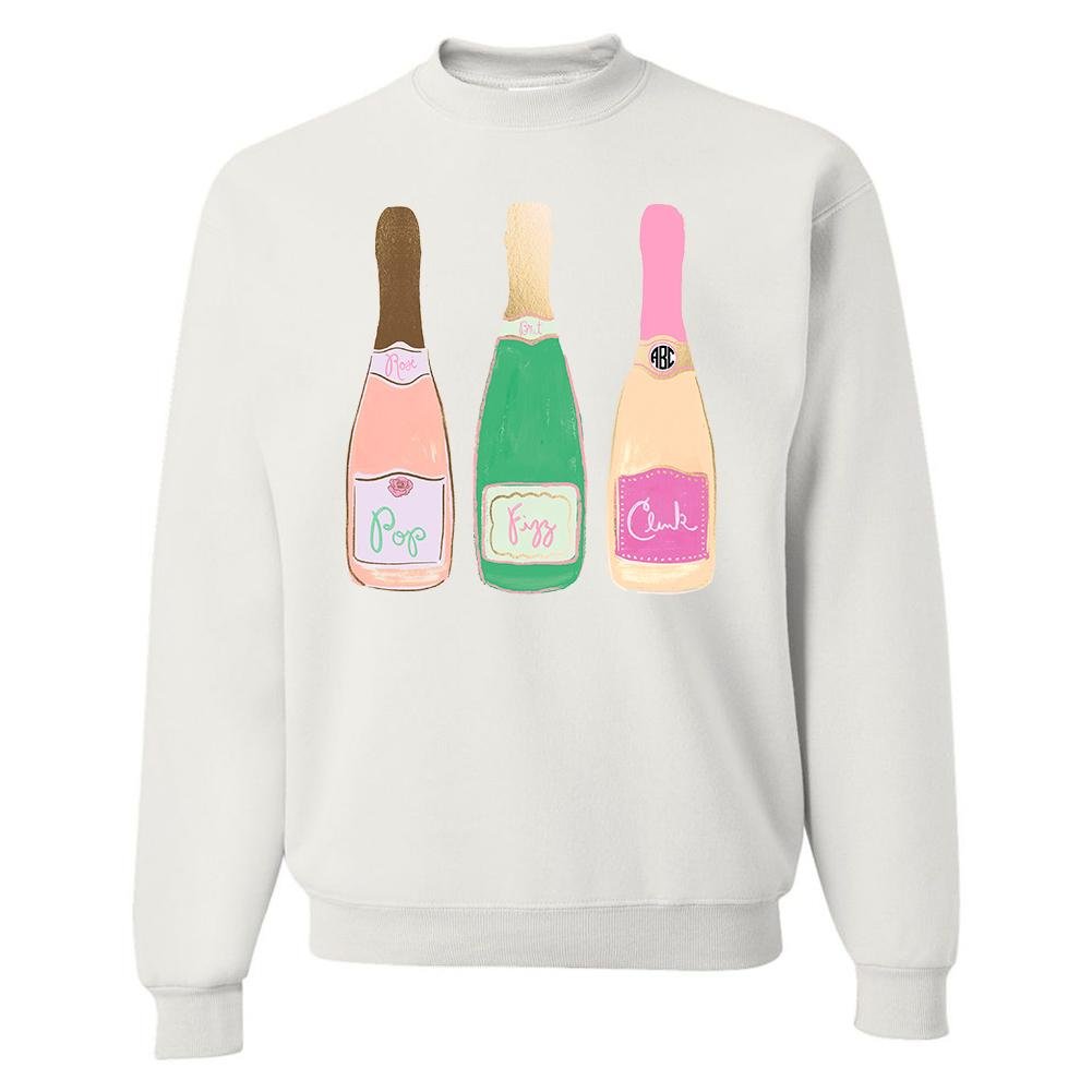 Monogrammed 'Champagne Bottles' Crewneck Sweatshirt - United Monograms