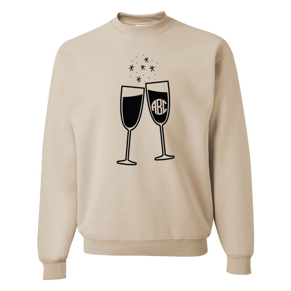 Monogrammed 'Champagne Glasses' Crewneck Sweatshirt - United Monograms