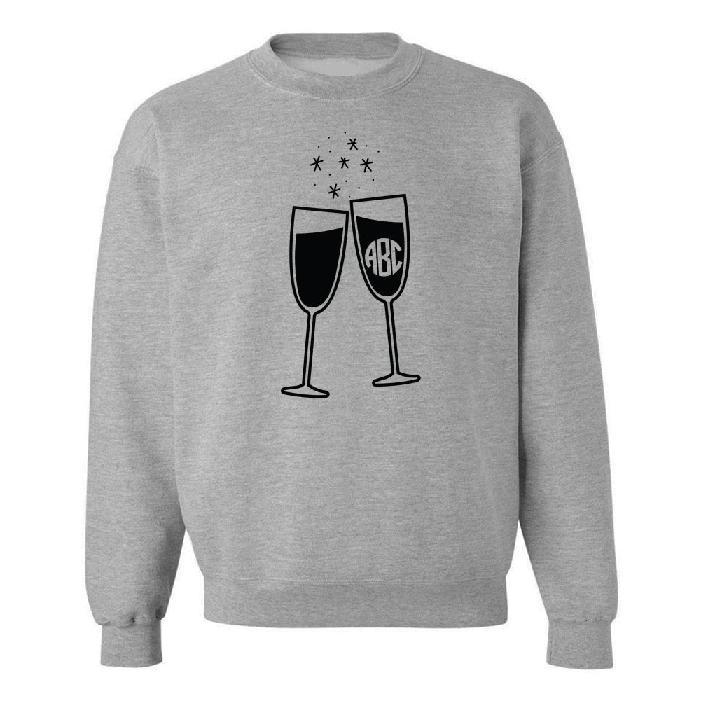 Monogrammed 'Champagne Glasses' Crewneck Sweatshirt - United Monograms