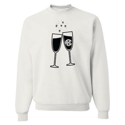 Monogrammed 'Champagne Glasses' Crewneck Sweatshirt - United Monograms