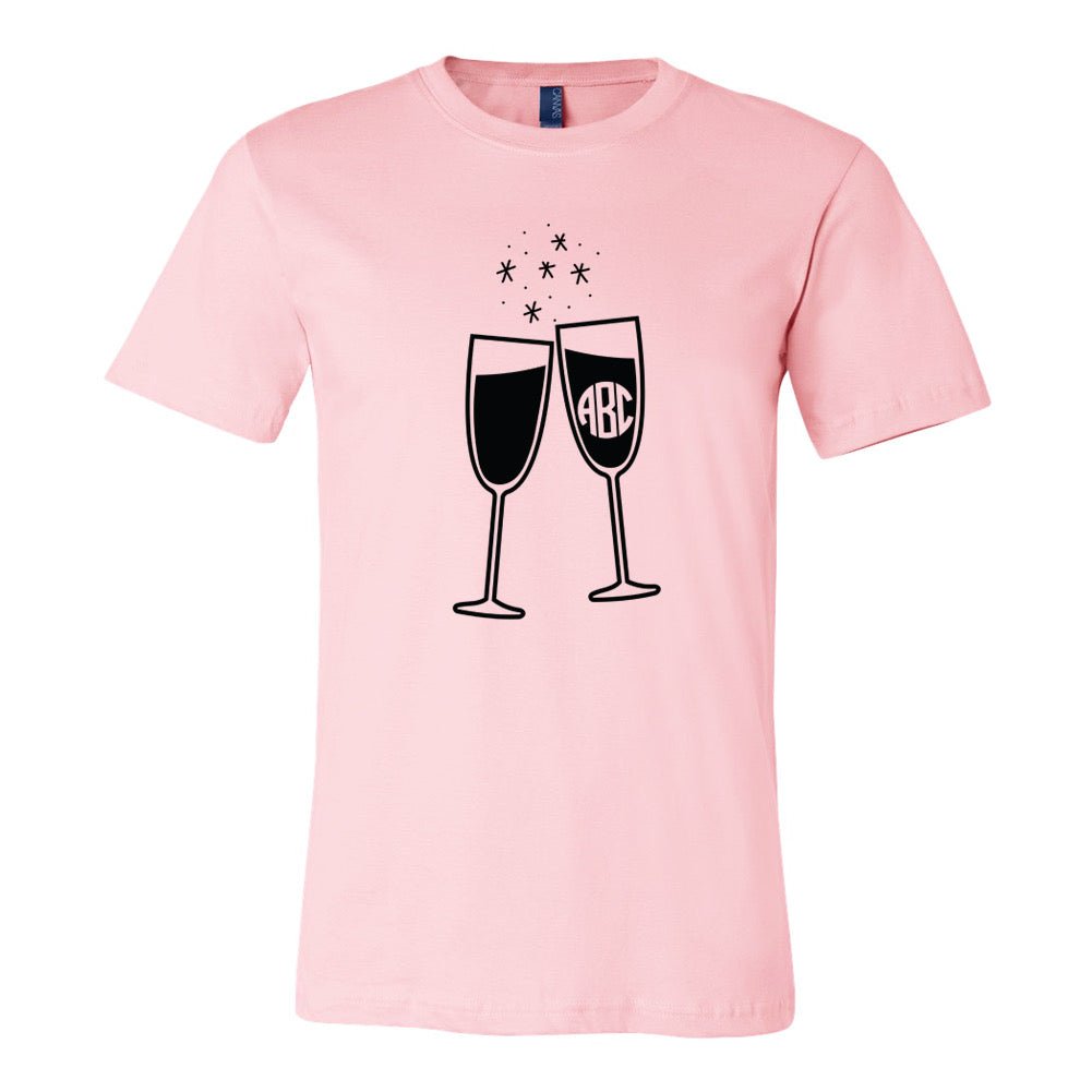 Monogrammed 'Champagne Glasses' Premium T-Shirt - United Monograms