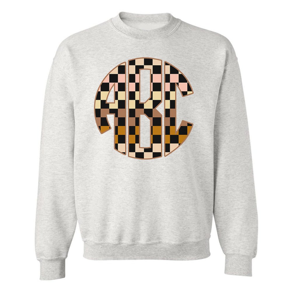 Monogrammed 'Checkerboard' Big Print Crewneck Sweatshirt - United Monograms