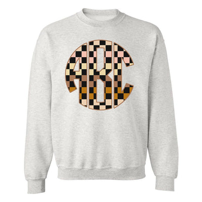 Monogrammed 'Checkerboard' Big Print Crewneck Sweatshirt - United Monograms