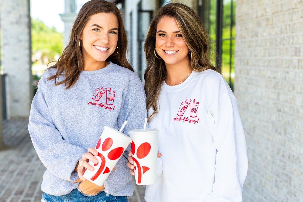 Monogrammed Chick Cheers Crewneck Sweatshirt - United Monograms