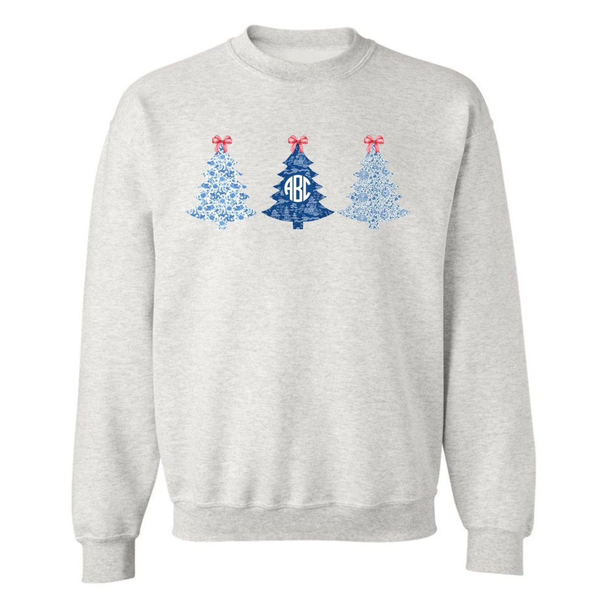 Monogrammed 'Chinoiserie Christmas Trees' Crewneck Sweatshirt - United Monograms