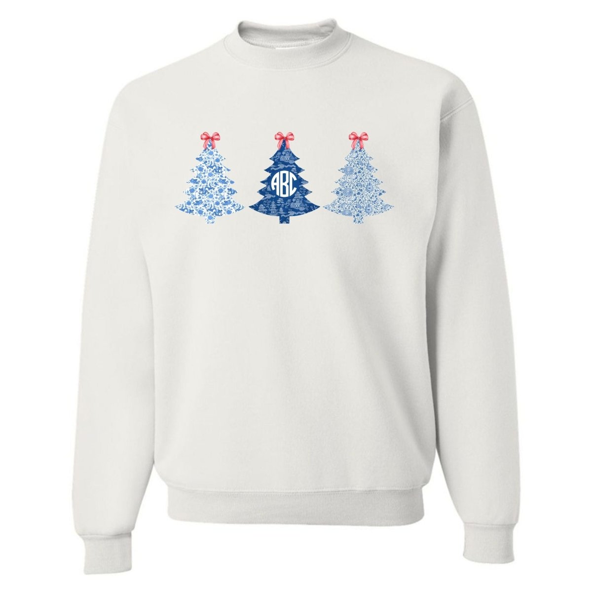 Monogrammed 'Chinoiserie Christmas Trees' Crewneck Sweatshirt - United Monograms