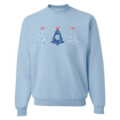 Monogrammed 'Chinoiserie Christmas Trees' Crewneck Sweatshirt - United Monograms