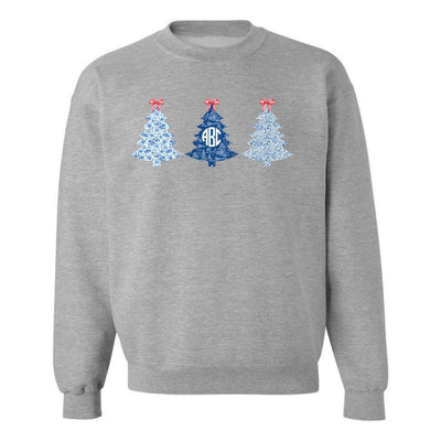 Monogrammed 'Chinoiserie Christmas Trees' Crewneck Sweatshirt - United Monograms