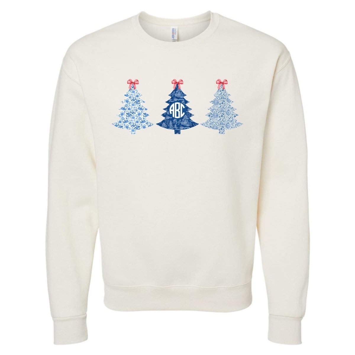 Monogrammed 'Chinoiserie Christmas Trees' Crewneck Sweatshirt - United Monograms