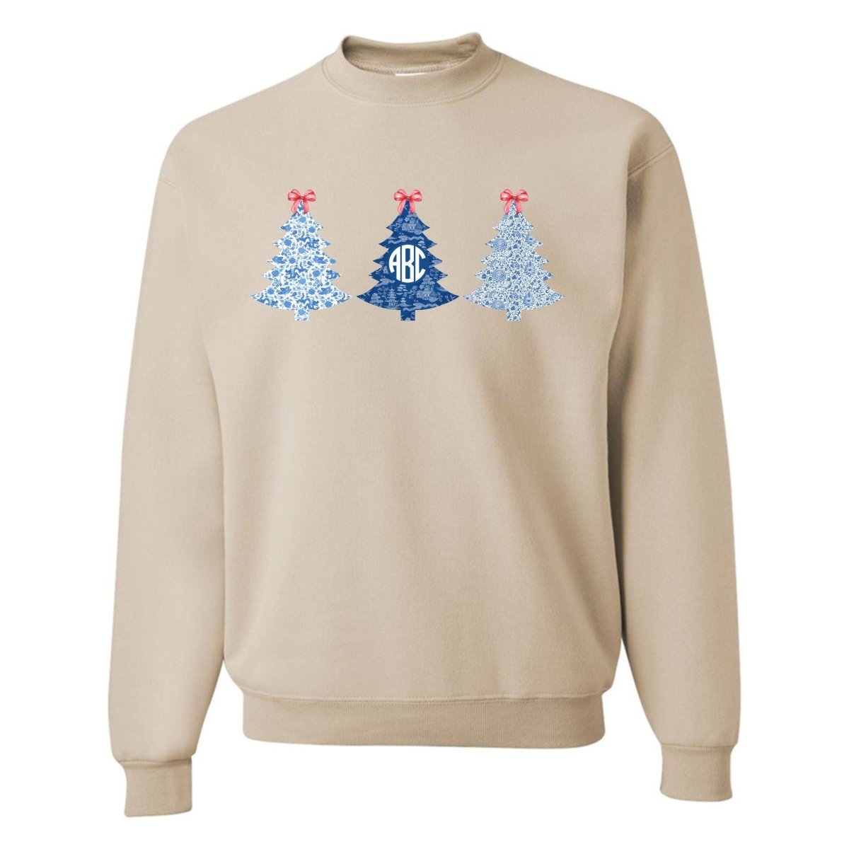 Monogrammed 'Chinoiserie Christmas Trees' Crewneck Sweatshirt - United Monograms