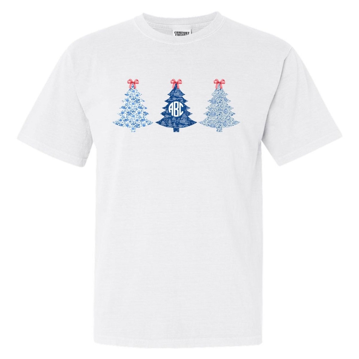Monogrammed 'Chinoiserie Christmas Trees' T - Shirt - United Monograms