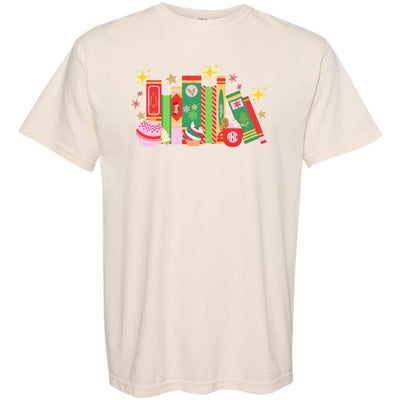 Monogrammed 'Christmas Book Lover' T - Shirt - United Monograms