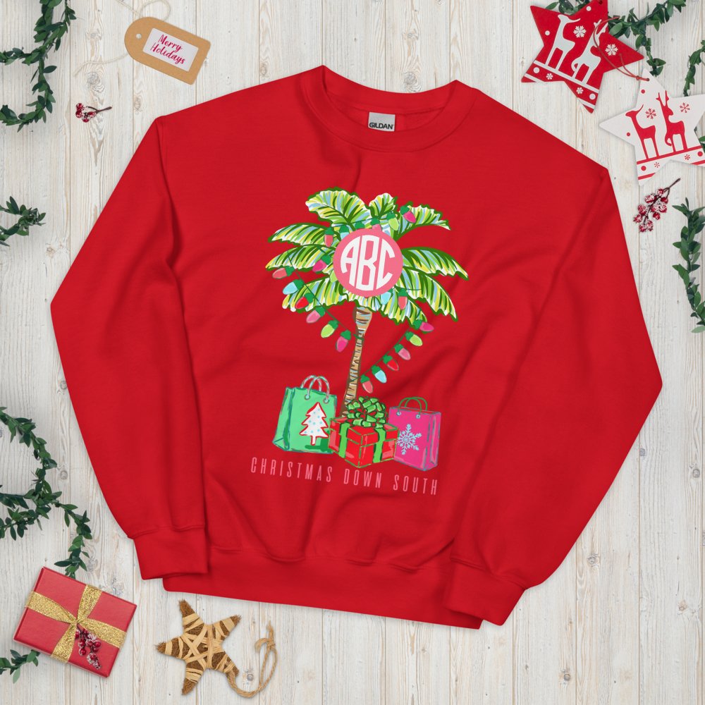 Monogrammed 'Christmas Down South' Crewneck Sweatshirt - United Monograms