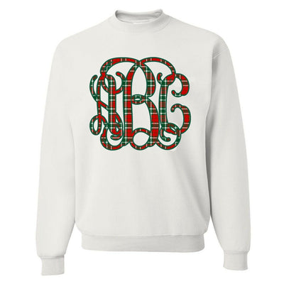 Monogrammed 'Christmas Plaid' Big Print Crewneck Sweatshirt - United Monograms