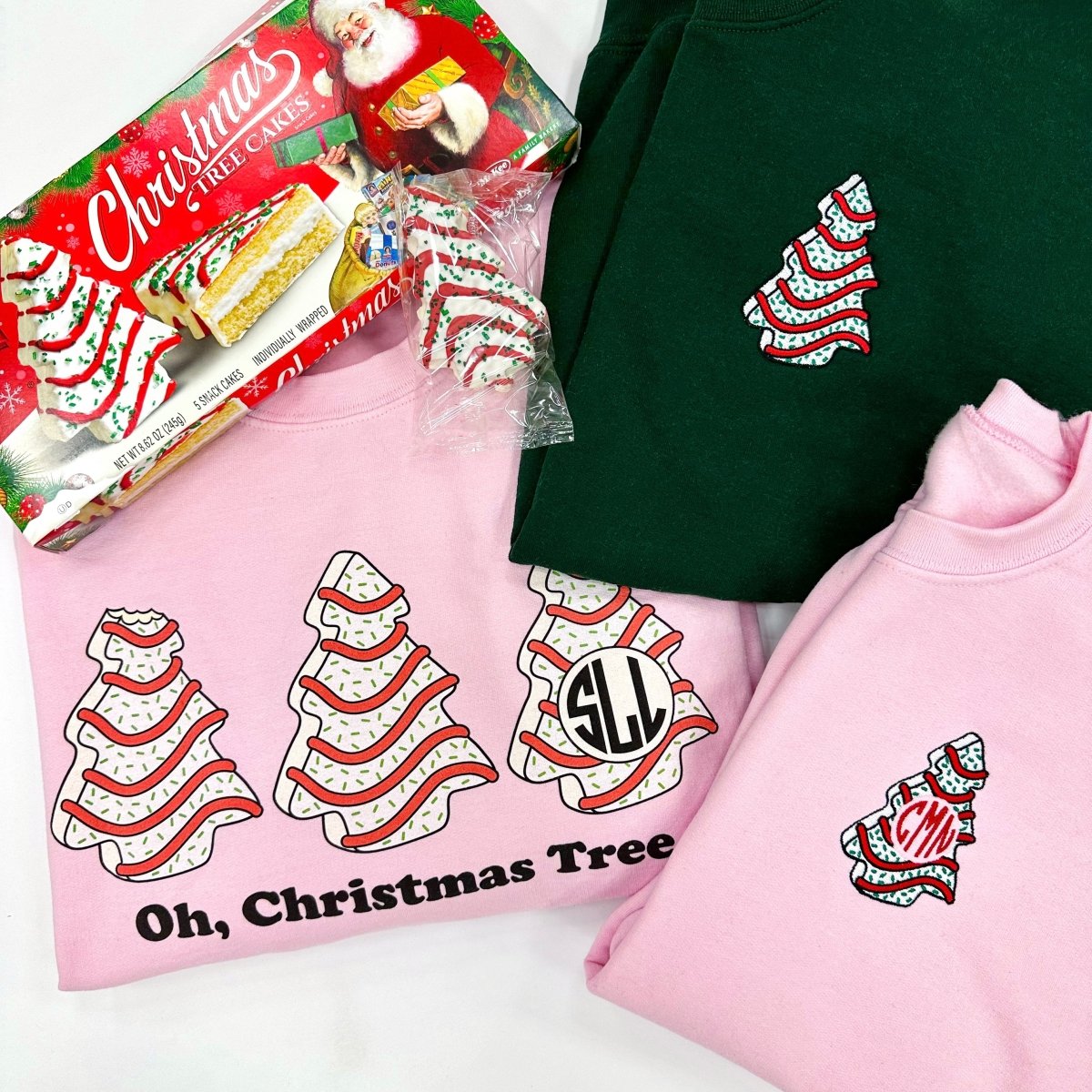 Monogrammed 'Christmas Tree Zebra Cake' Crewneck Sweatshirt - United Monograms