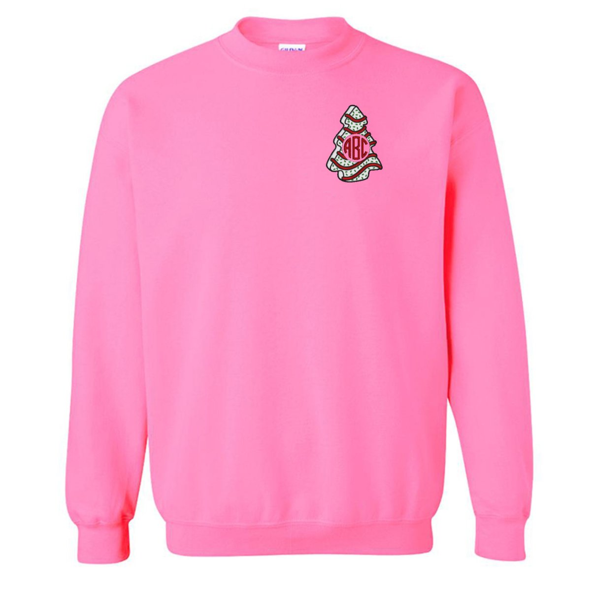 Monogrammed 'Christmas Tree Zebra Cake' Crewneck Sweatshirt - United Monograms