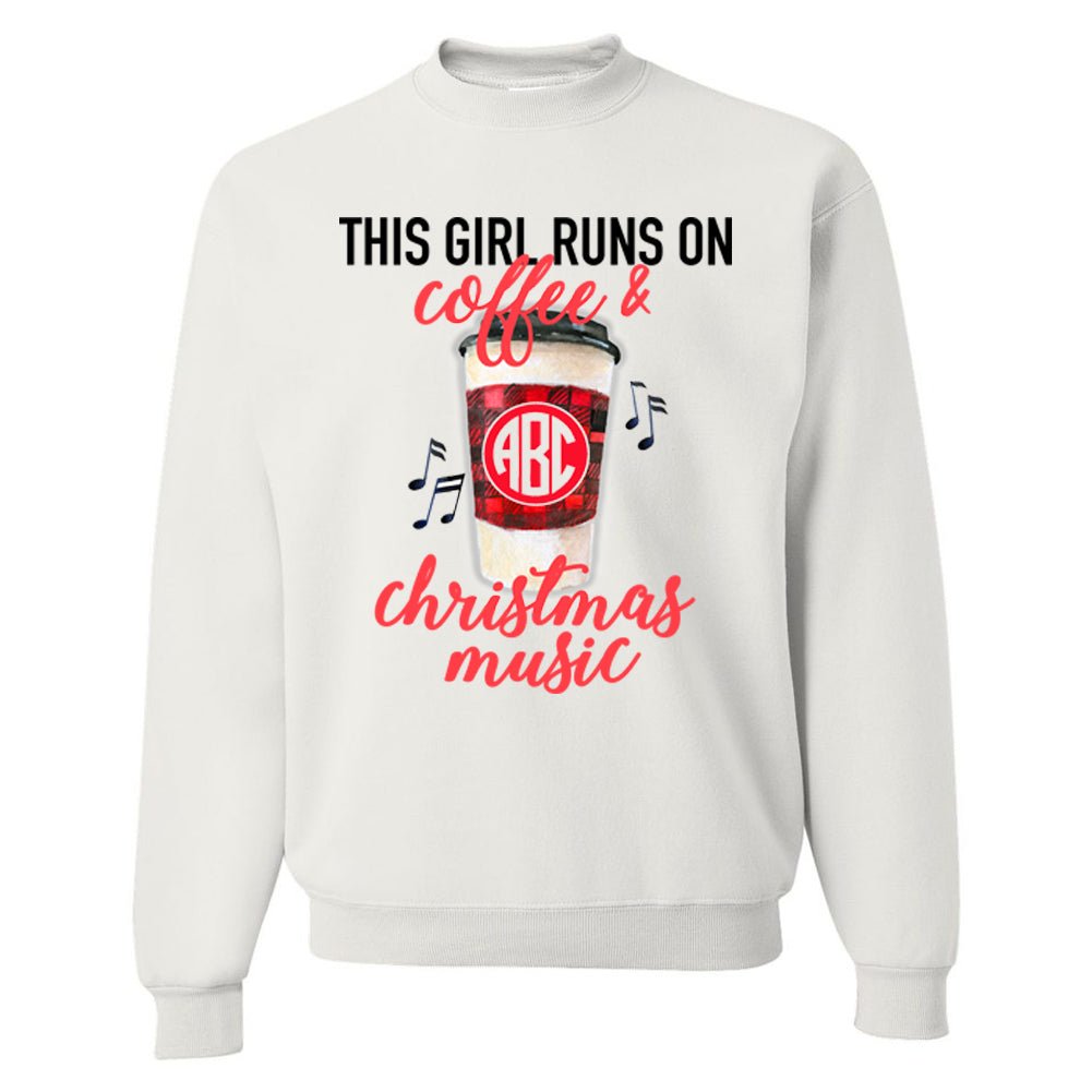 Monogrammed 'Coffee & Christmas Music' Crewneck Sweatshirt - United Monograms
