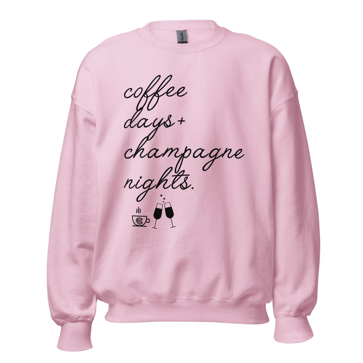 Monogrammed 'Coffee Days + Champagne Nights' Crewneck Sweatshirt - United Monograms