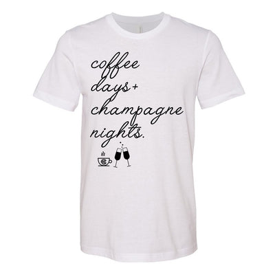 Monogrammed 'Coffee Days + Champagne Nights' Premium T-Shirt - United Monograms