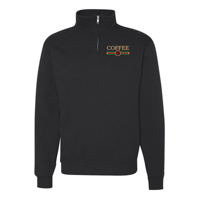 Monogrammed Coffee Designer Dupe Quarter Zip Sweatshirt - United Monograms