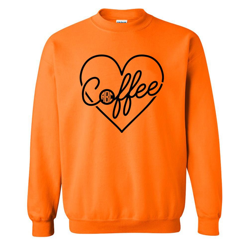 Monogrammed 'Coffee Heart' Neon Crewneck Sweatshirt - United Monograms