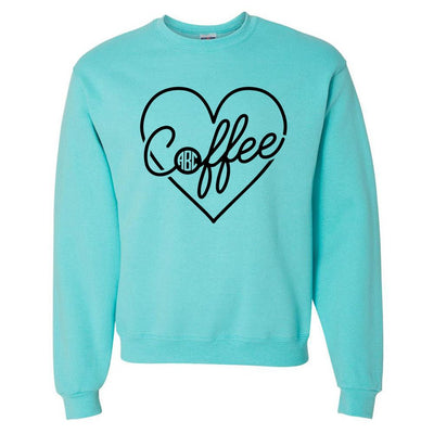 Monogrammed 'Coffee Heart' Neon Crewneck Sweatshirt - United Monograms