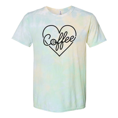 Monogrammed 'Coffee Heart' Tie Dye T-Shirt - United Monograms