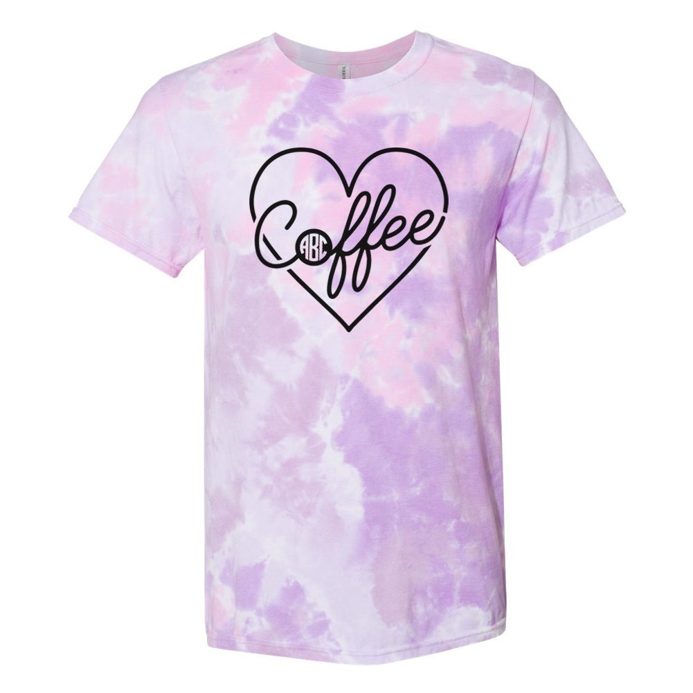 Monogrammed 'Coffee Heart' Tie Dye T-Shirt - United Monograms