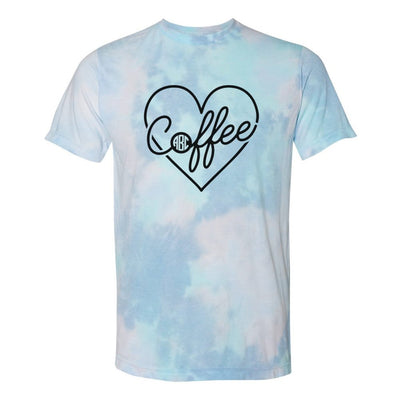 Monogrammed 'Coffee Heart' Tie Dye T-Shirt - United Monograms