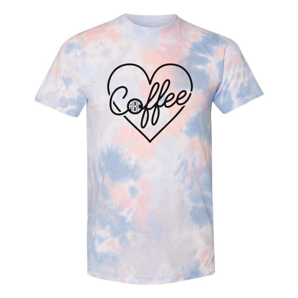 Monogrammed 'Coffee Heart' Tie Dye T-Shirt - United Monograms